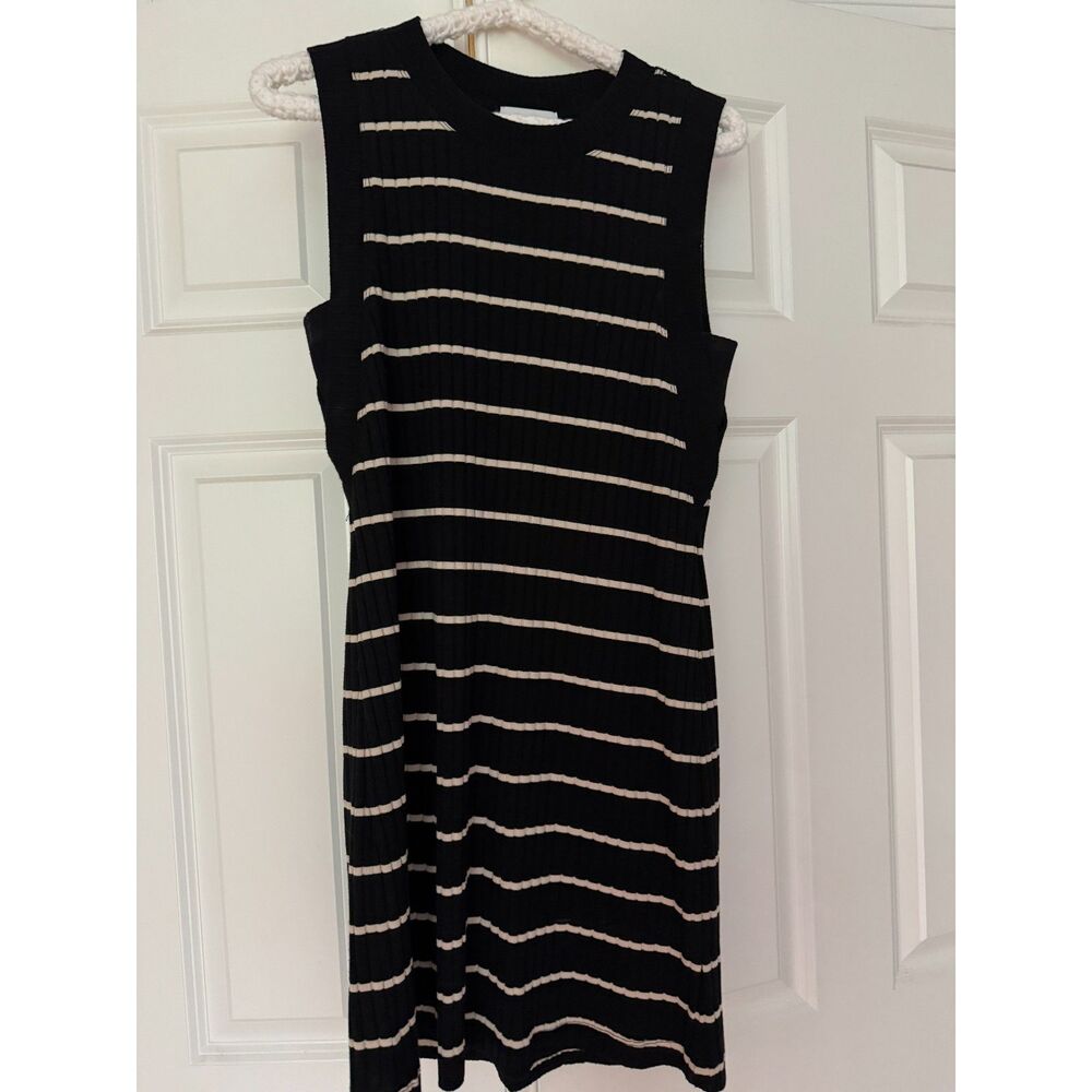Women's EVEREVE Millie Knit Dress in Black Cream Size S